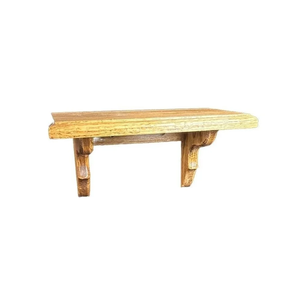 Vintage Small Oak Wood Wall Shelf Plate Rail Display Ledge